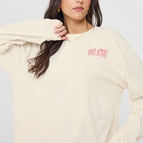 Oner Active Long Sleeve Top in Cream and Pink - Picture 2 of 4